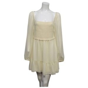 Wilfred Mini Milkmaid Dress Large Ivory Winter White Chiffon Tiered Cottage Boho